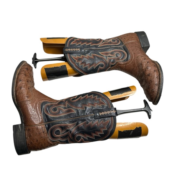 Ariat ostrich Brown and Black Western Boots - Picture 9 of 13